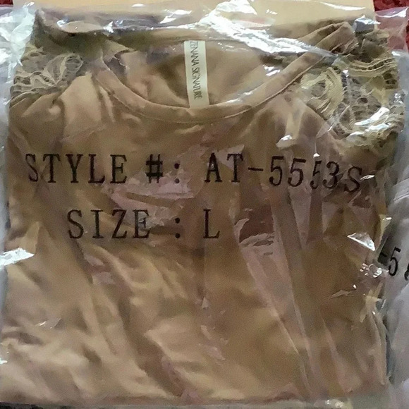 Lace short sleeve top Heather Grey M Mocha L - Picture 4 of 6